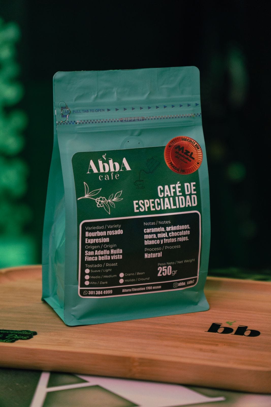 Bolsa AbbA Café de Especialidad — Bourbon Rosado edición Expresión, proceso natural, de San Adolfo, Huila